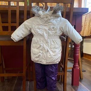 GAP Cream Winter Jacket with Purple Snowpants set